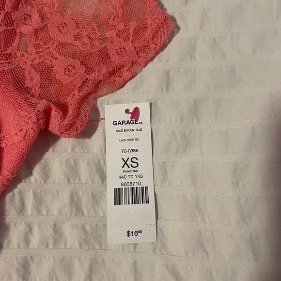 Garage XS pink lace crop top - NEVER WORN, WITH TAG - Picture 2 of 5